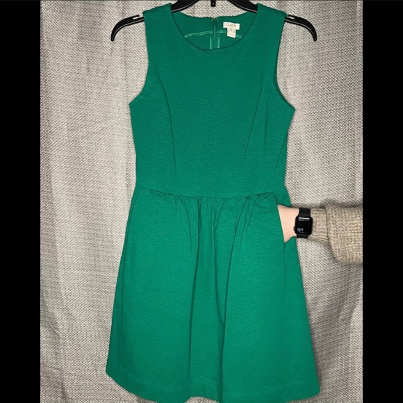 Green J Crew Factory Dress w/ Pockets - Picture 3 of 8